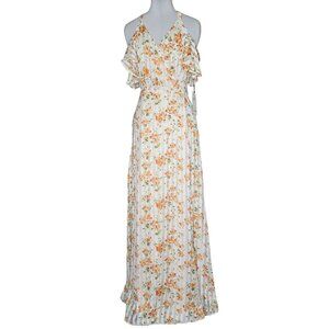 Privacy Please M Ivory Floral Wrap Maxi Dress Acme Cottage Ruffle Formal Event